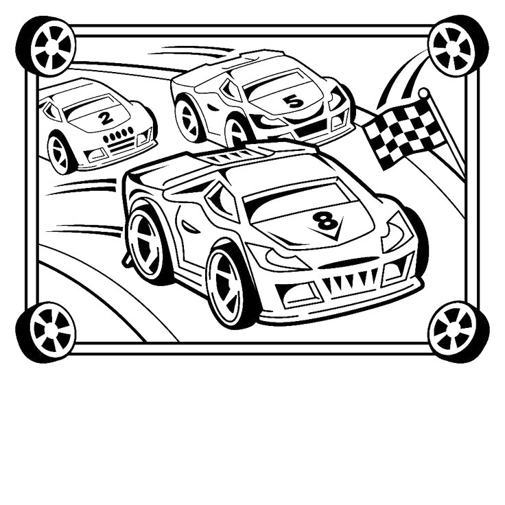 Race Cars Racing Coloring Page