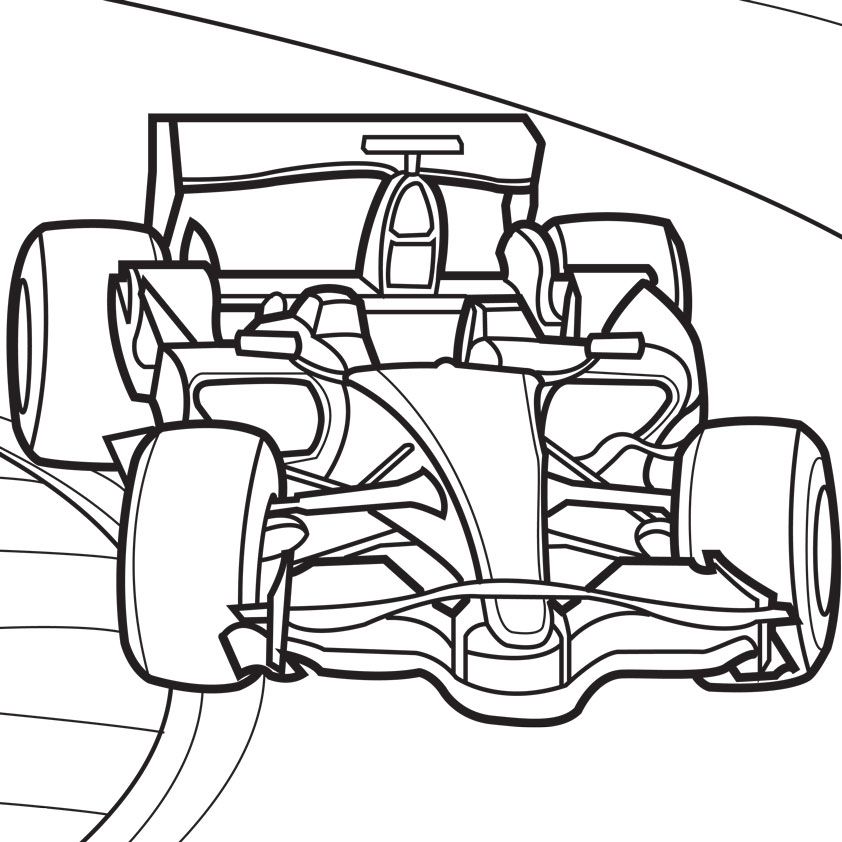 Racecar On Track Coloring Page
