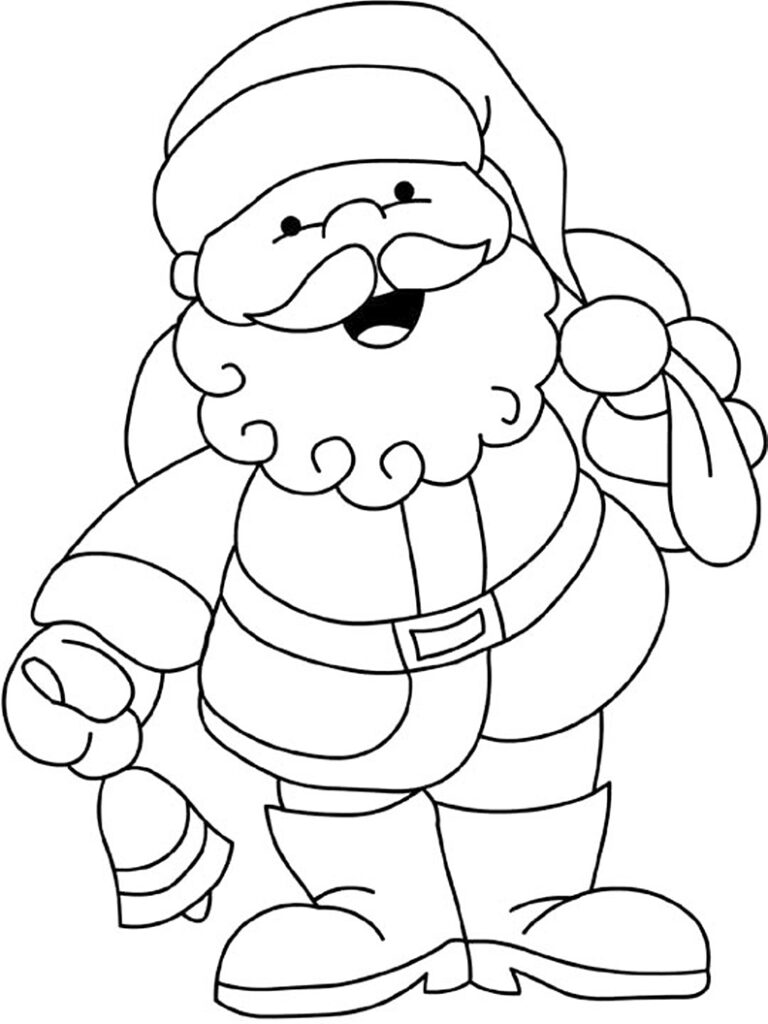 Santa Ringing Bell Coloring Page