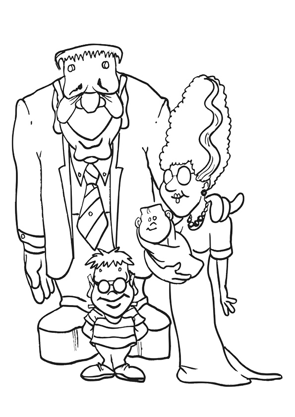 The Frankenteins Halloween Coloring Page