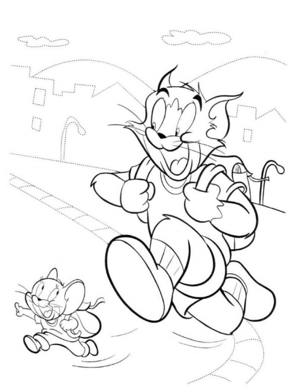 Tom and Jerry Going To School Coloring Pages