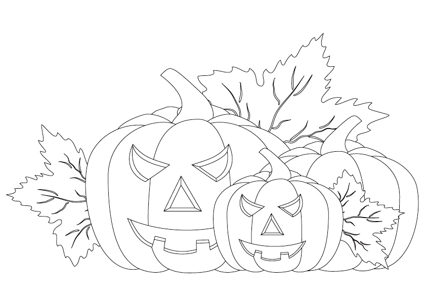 Two Carved Pumpkin Coloring Page