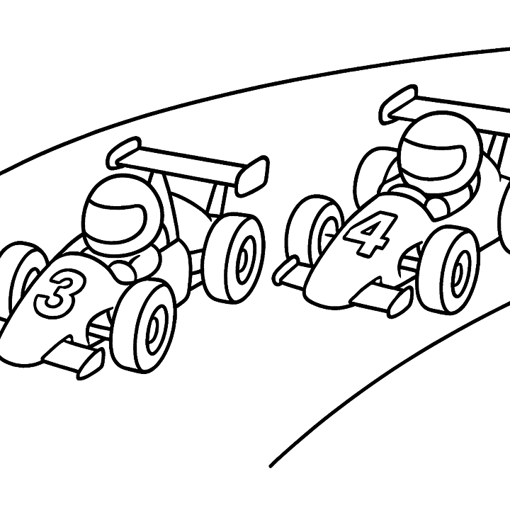Two Race Cars To Color