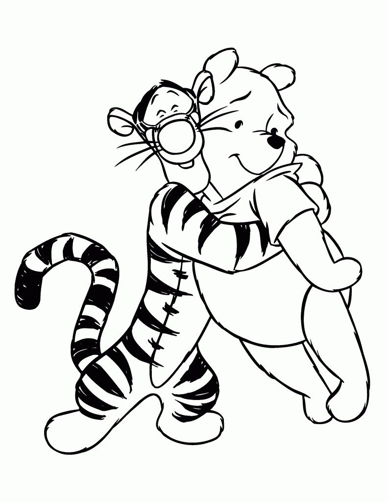 Winnie The Pooh and Tigger Coloring Pages