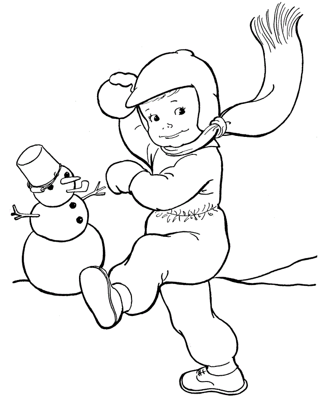 snowball fight coloring pages