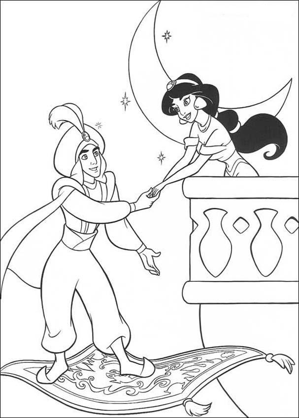 Aladdin and Jasmine Coloring Pages