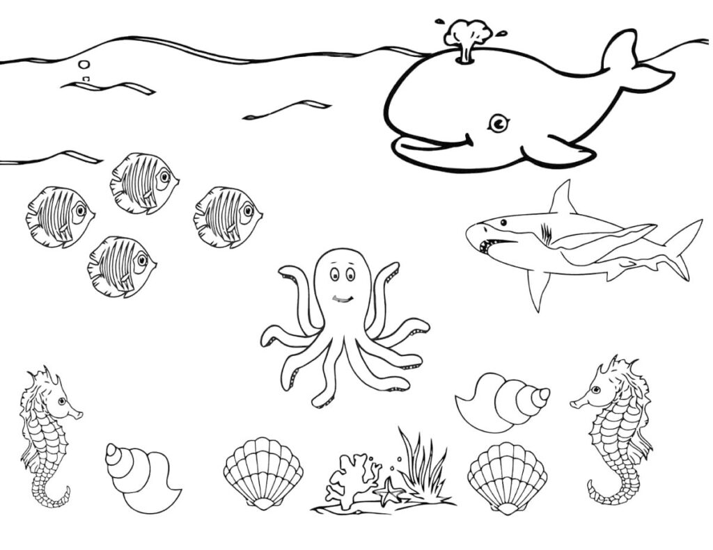 Animals In The Ocean Coloring Page