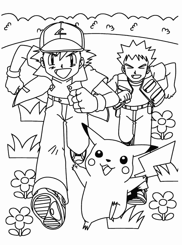 Ash and Brock Pokemon Coloring Pages