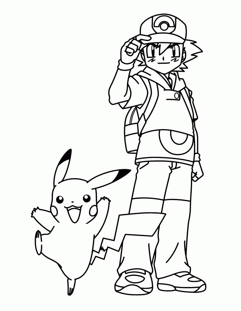 Ash and Pikachu Pokemon Coloring Pages