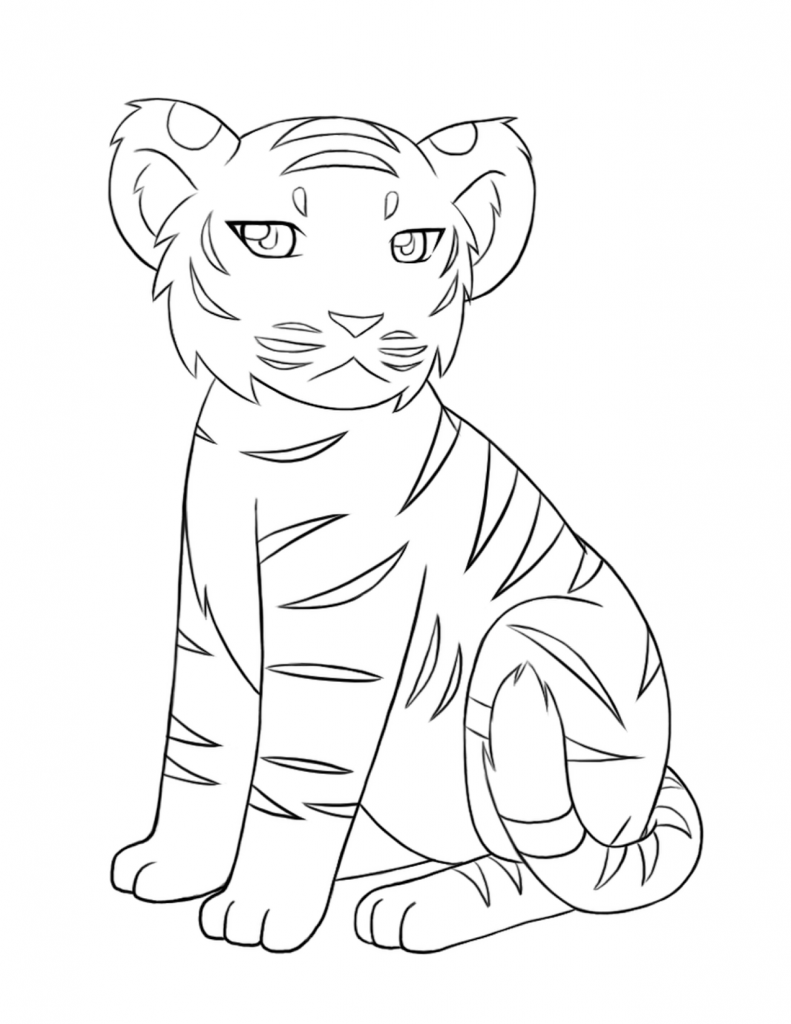 Baby Tiger Coloring Pages 791x1024