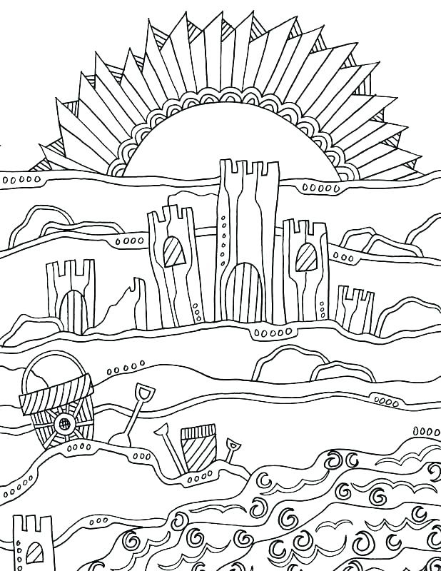 Beach Coloring Pages Beach Scenes Activities