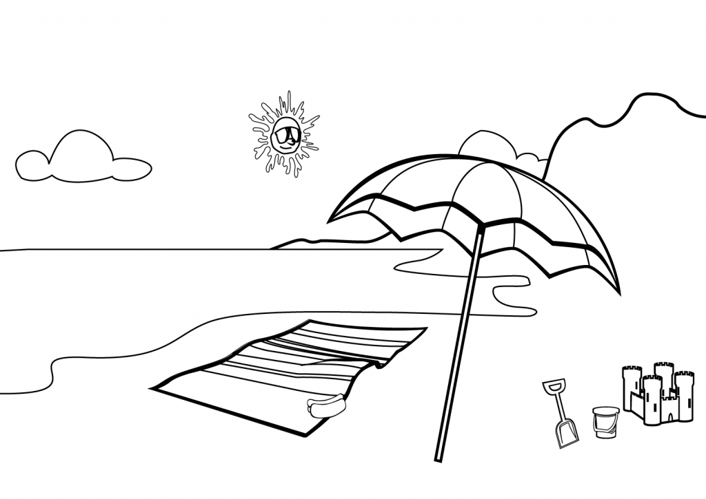 Beach Umbrella Coloring Page