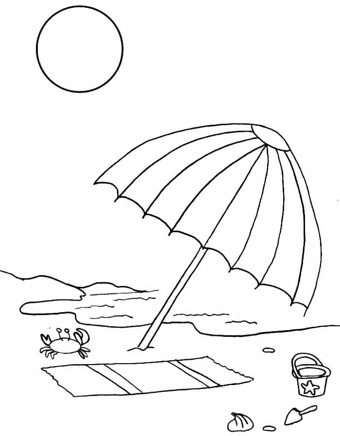 Beach Umbrella Coloring Page