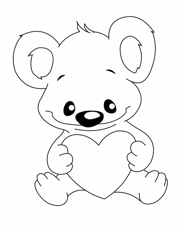Bear With Big Heart Coloring Page
