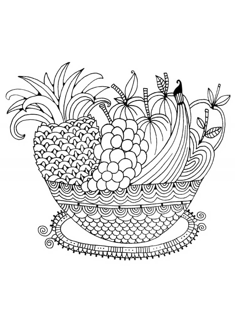 Bowl Of Fruit Coloring Page