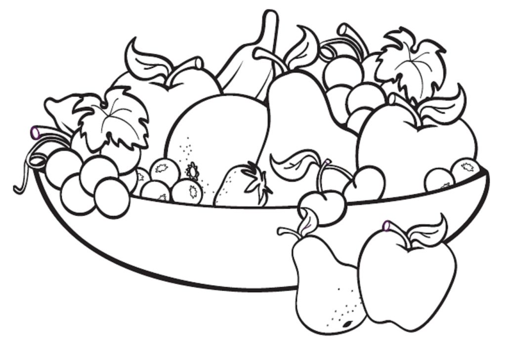 Bowl of Fruit Coloring Page