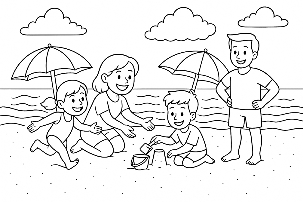 Building Sandcastle Coloring Page