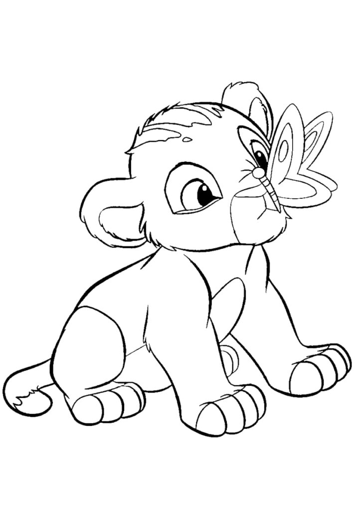 Butterfly Likes Simba Coloring Page