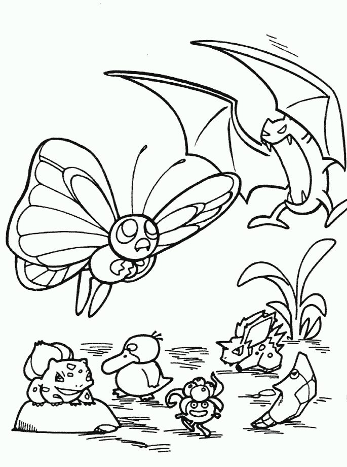 Butterfree and Golbat Pokemon Coloring Pages