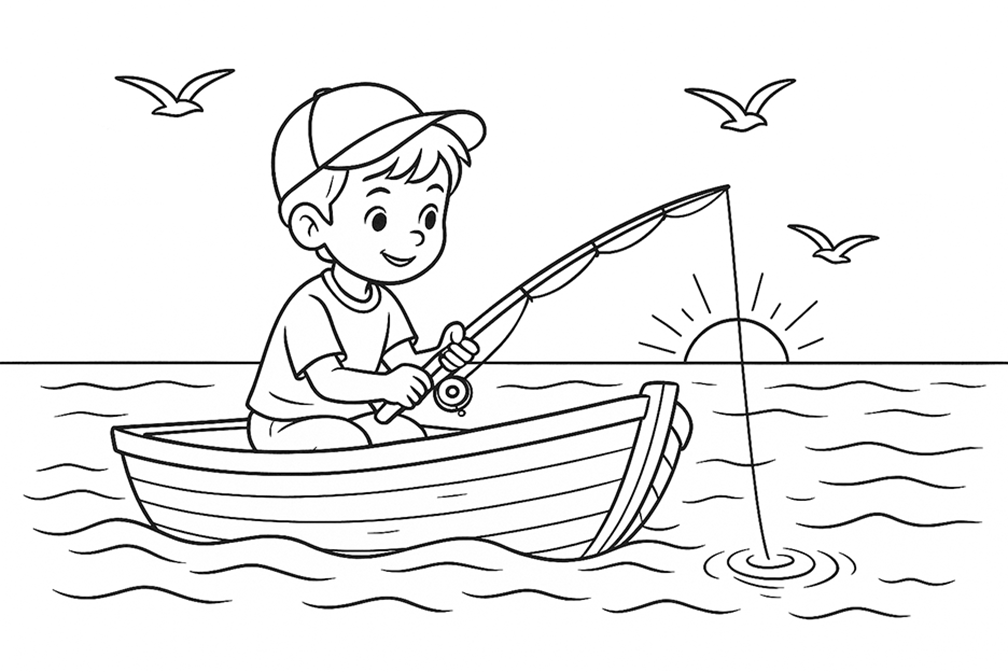 Catching Fish Coloring Page