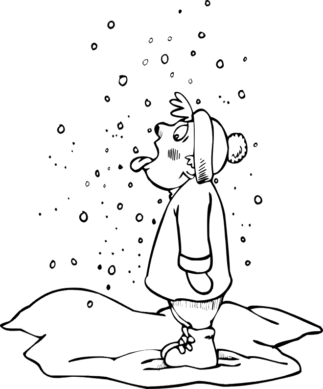 Catching Snowflakes On Tongue Coloring Page