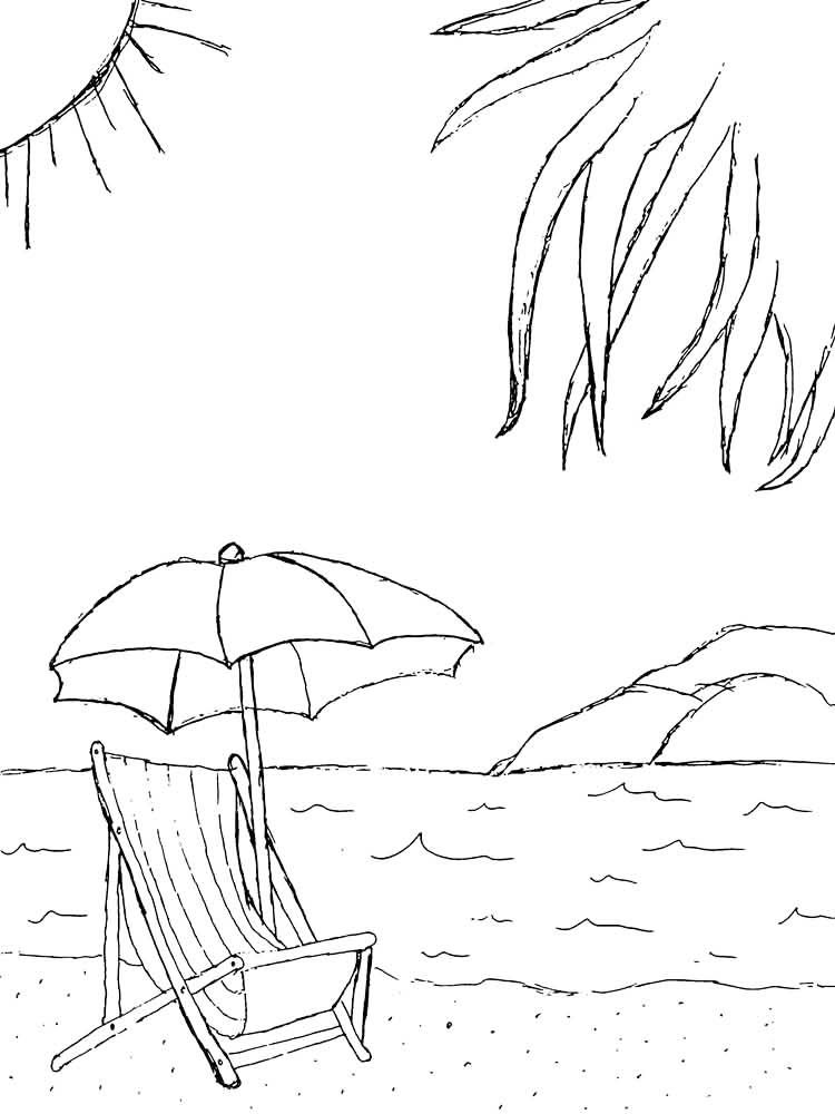 Chair On The Beach Coloring Page