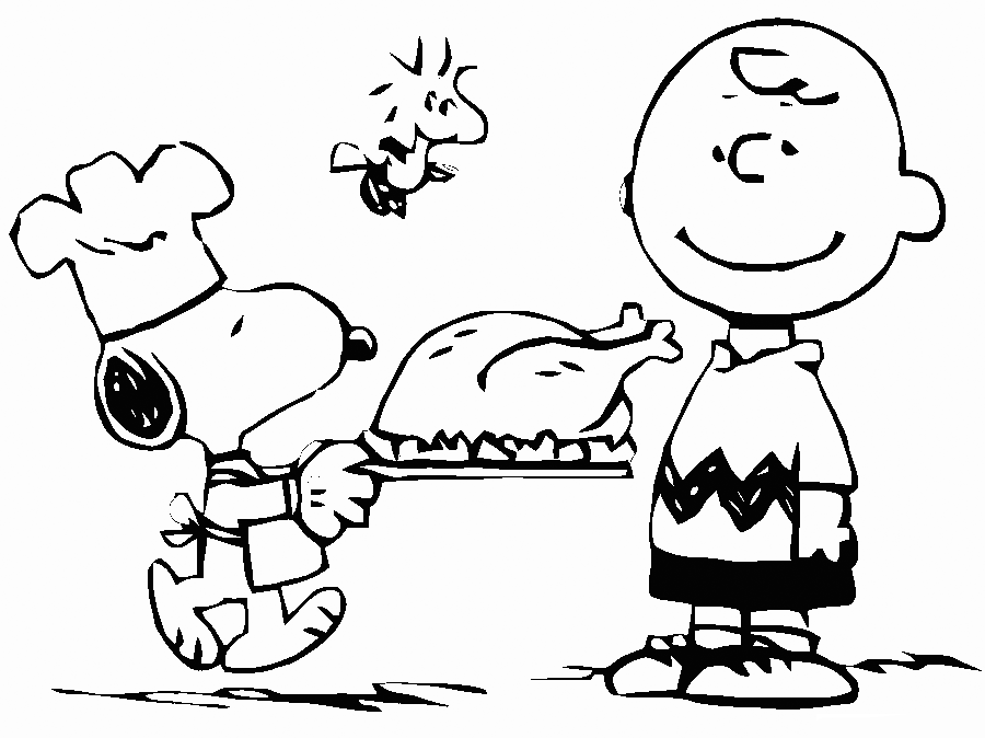 Charlie Brown And Snoopy Thanksgiving Coloring Page