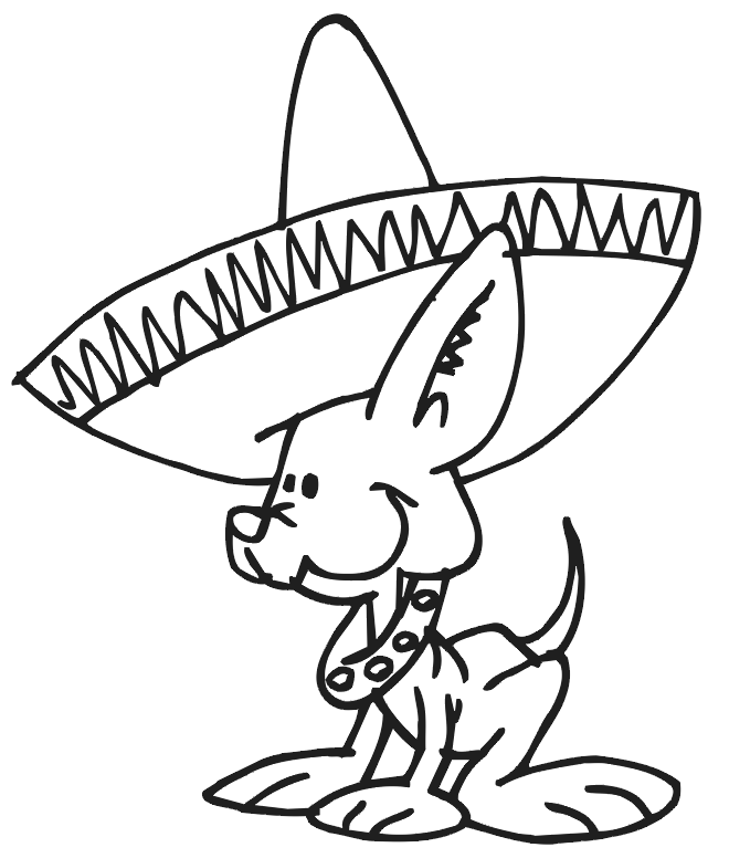 Chihuahua With Hat Coloring Page