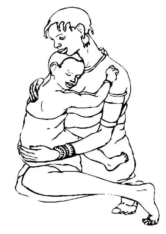 Child And Mother Coloring Page
