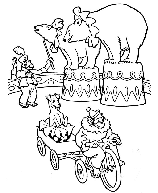 Circus Animals Performing Coloring Page