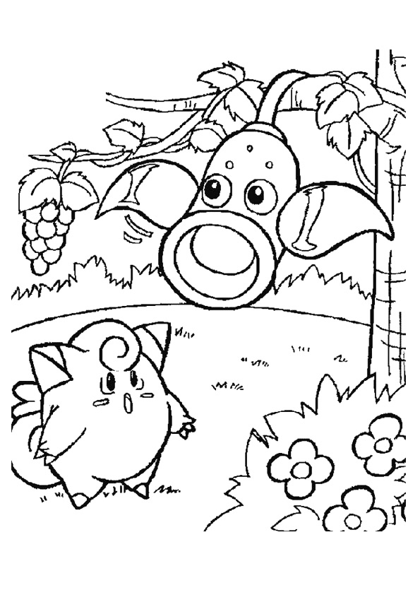 Clefairy And Weepinbell Coloring Page