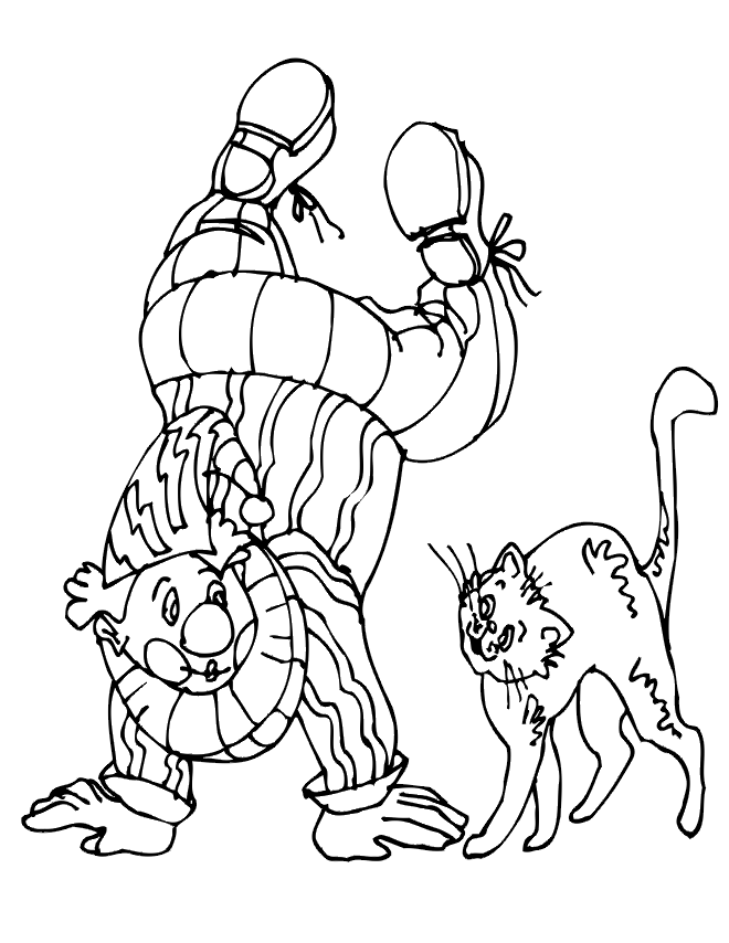 Clown With Cat Coloring Pages
