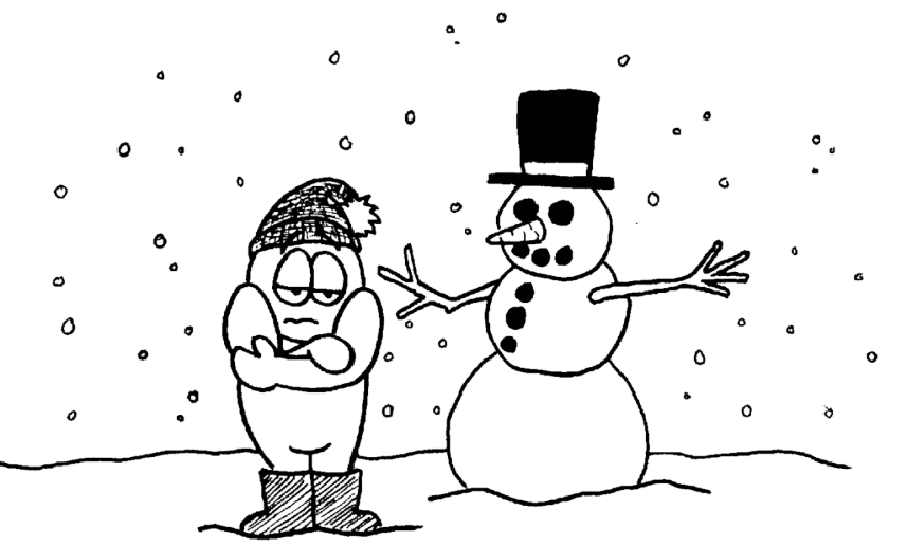 Cold Winter Snowman Coloring Page