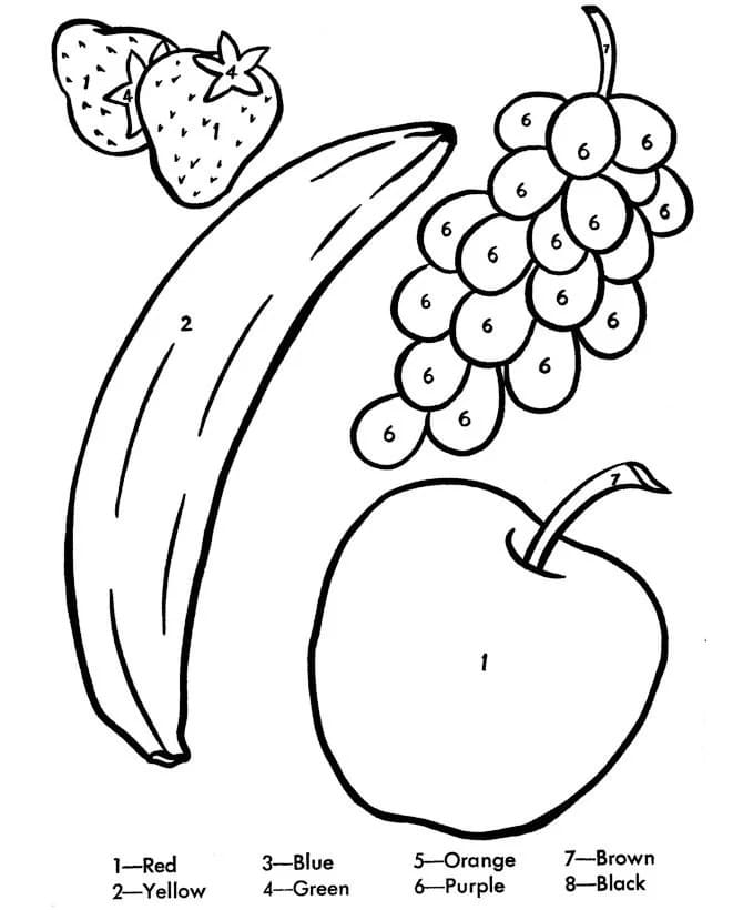 Color The Fruit By Number Printable