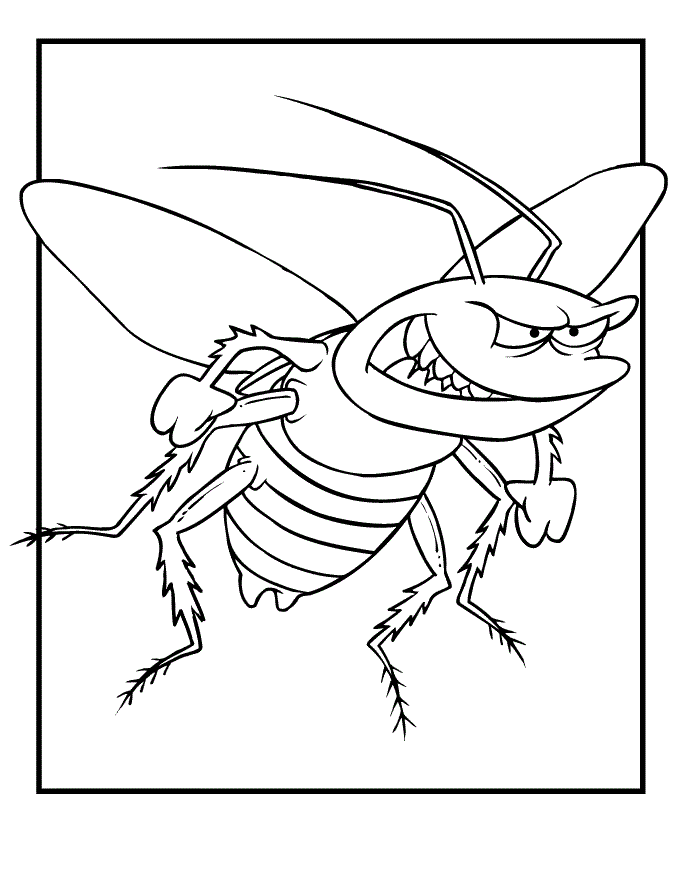 Tough Bug Cartoon Coloring Page