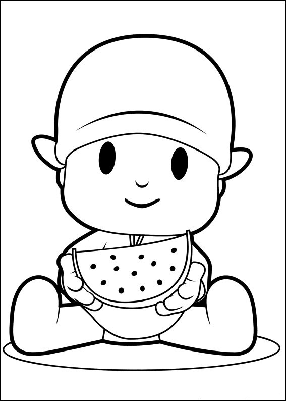 Pocoyo is Sitting Coloring Pages - Free Printable Coloring Pages