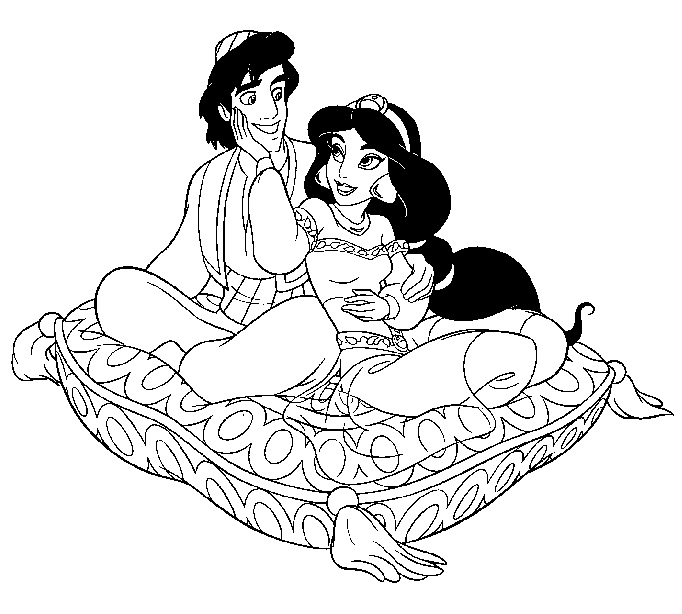 Coloring Pages of Aladdin and Jasmine