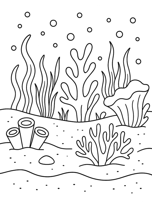 Coral Reef Ocean Coloring Page
