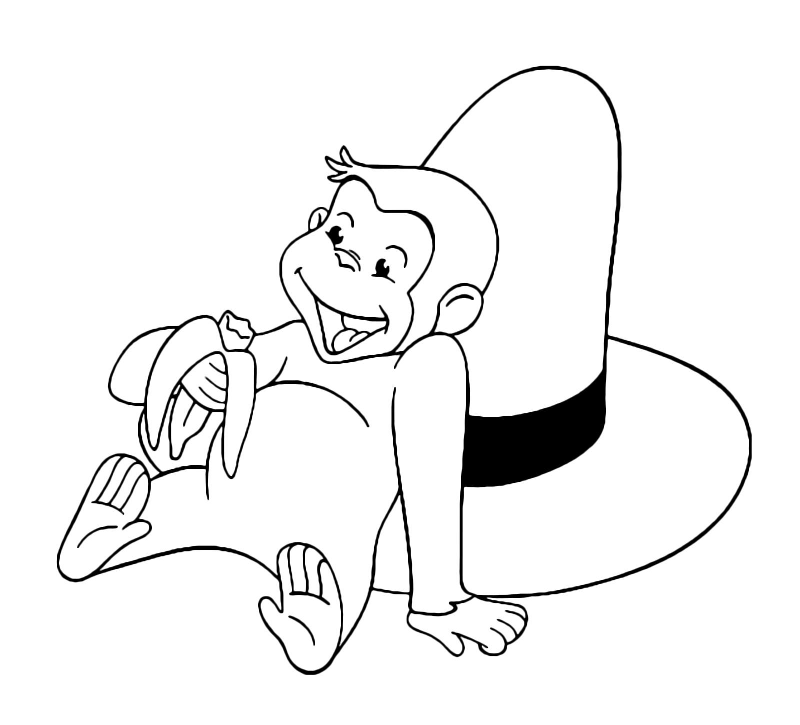 Curious George Eating Fruit Coloring Page