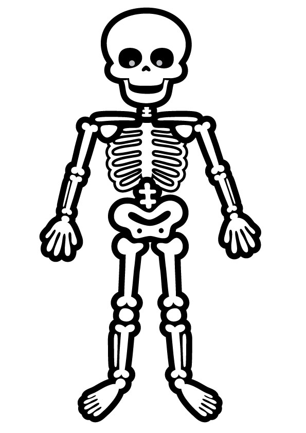 Cute Cartoon Skeleton Coloring Page