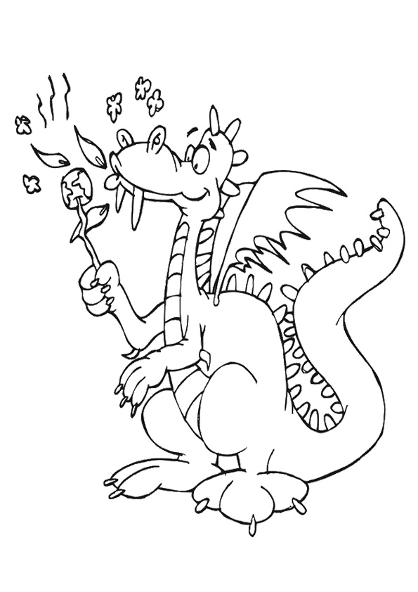 Cute Dragon With Roasted Marshmallow Coloring Page