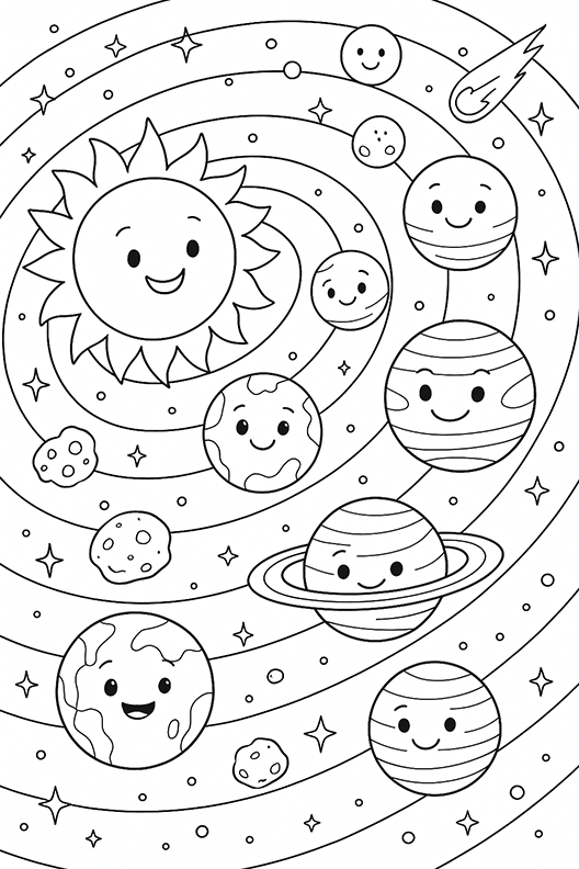 Cute Galaxy Coloring Page