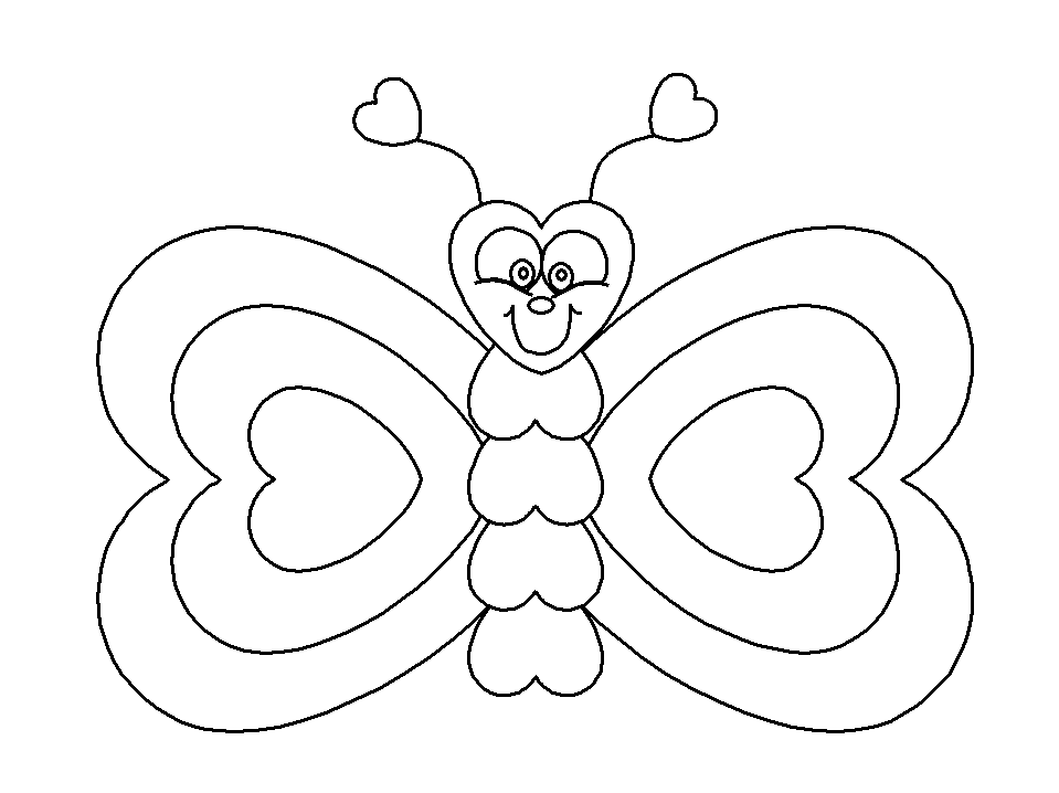 Cute Heart Butterfly Coloring Page