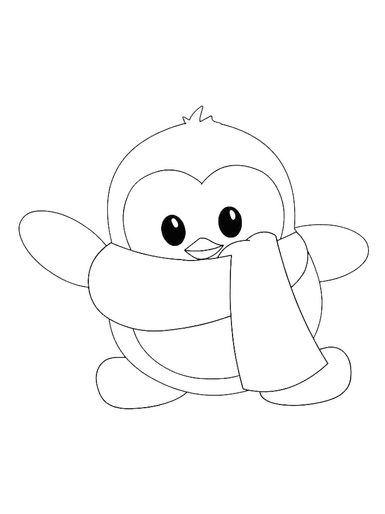 Cute Penguin With Scarf Coloring Page
