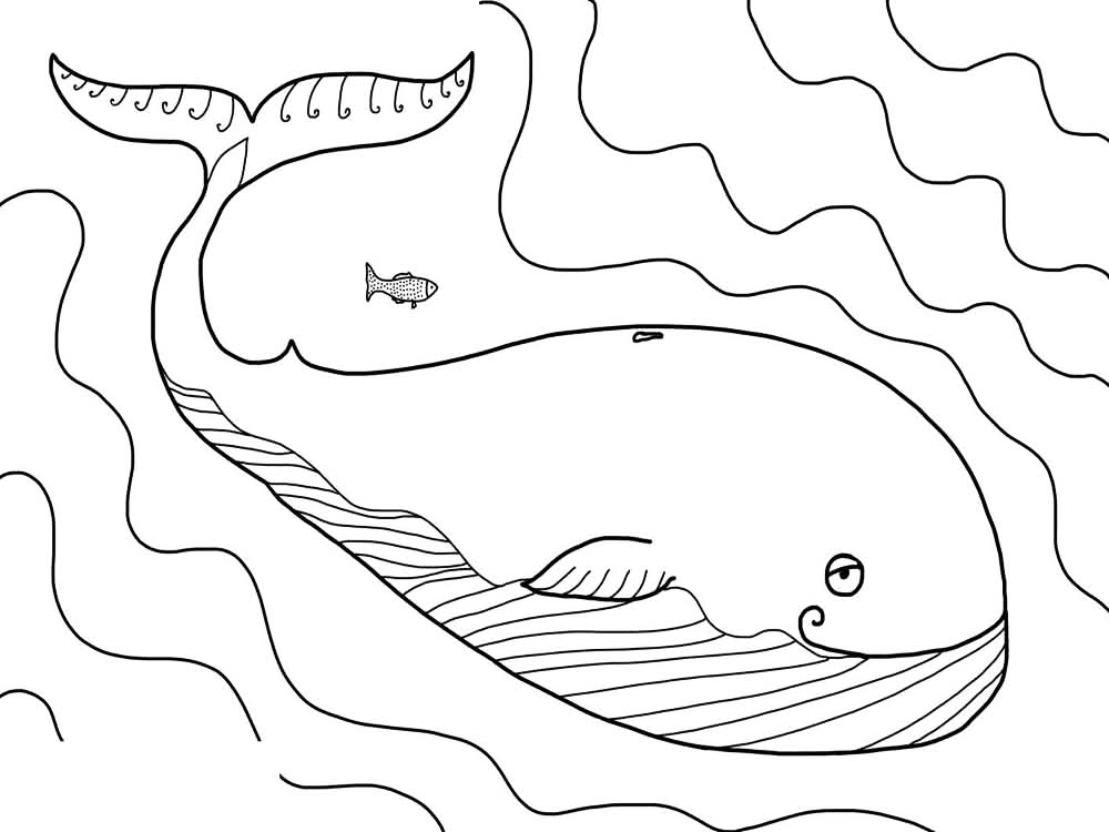 Cute Whale In The Ocean Coloring Page