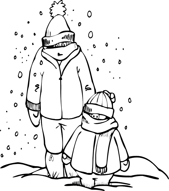 Cute Winter Clothes Coloring Page