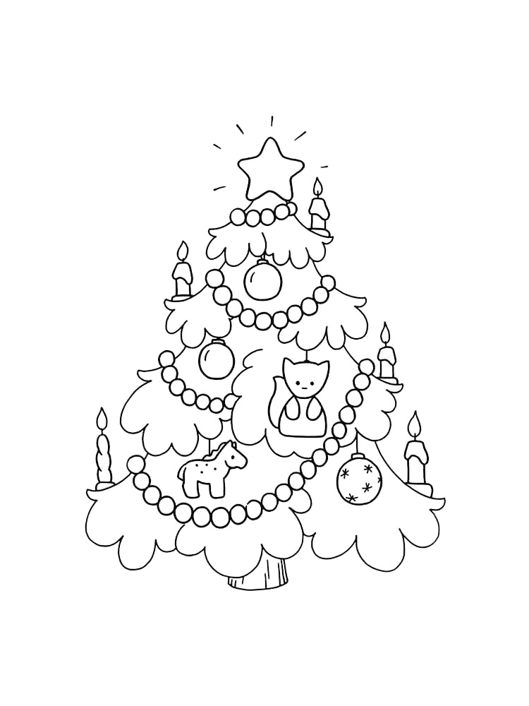 Decorated Christmas Tree Coloring Page