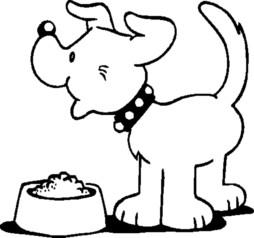 Dog And His Bowl Coloring Page
