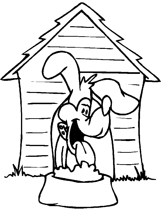 Dog In Dog House With Food Coloring Page