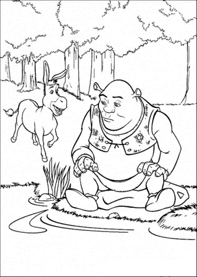 Donkey and Shrek Coloring Pages